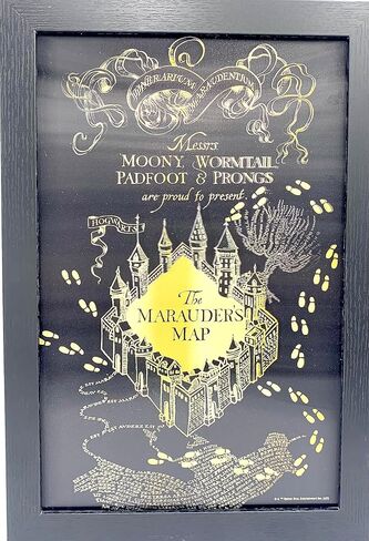 Silver Buffalo Harry Potter Messrs, Mooney, Wormtail, padfoot, Prongs are proud to present The Marauder’s Map 13" x 19" Framed Lenticular Wall Art –Mischief Managed Sign for Bedroom, Office, Man Cave in Kuwait