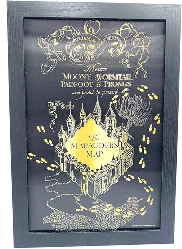 Silver Buffalo Harry Potter Messrs, Mooney, Wormtail, padfoot, Prongs are proud to present The Marauder’s Map 13" x 19" Framed Lenticular Wall Art –Mischief Managed Sign for Bedroom, Office, Man Cave in Kuwait