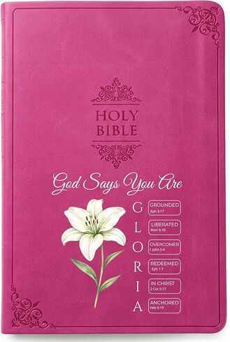 Personalized Birth Flower Bible with Name, NIV Value Thinline, Large Print, Religious Mothers Day Gift, New International Version, Custom Text & Design Pink, Faith Gift for Women, Mom, Grandma, Wife in Saudi Arabia