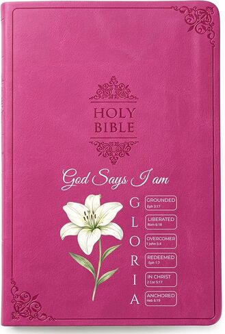 Personalized Birth Flower Bible with Name, NIV Value Thinline, Large Print, Religious Mothers Day Gift, New International Version, Custom Text & Design Pink, Faith Gift for Women, Mom, Grandma, Wife in Saudi Arabia