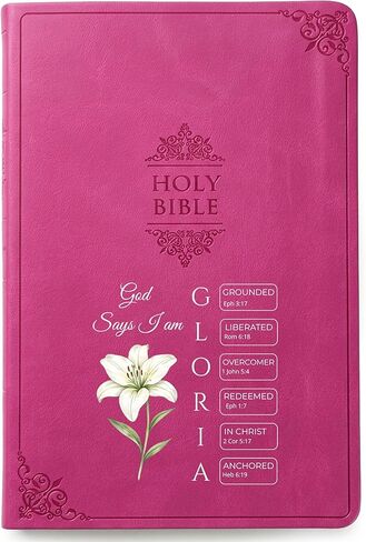 Personalized Birth Flower Bible with Name, NIV Value Thinline, Large Print, Religious Mothers Day Gift, New International Version, Custom Text & Design Pink, Faith Gift for Women, Mom, Grandma, Wife in Saudi Arabia