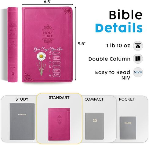 Personalized Birth Flower Bible with Name, NIV Value Thinline, Large Print, Religious Mothers Day Gift, New International Version, Custom Text & Design Pink, Faith Gift for Women, Mom, Grandma, Wife in Saudi Arabia