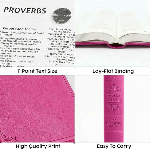 Personalized Birth Flower Bible with Name, NIV Value Thinline, Large Print, Religious Mothers Day Gift, New International Version, Custom Text & Design Pink, Faith Gift for Women, Mom, Grandma, Wife in Saudi Arabia