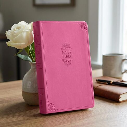 Personalized Birth Flower Bible with Name, NIV Value Thinline, Large Print, Religious Mothers Day Gift, New International Version, Custom Text & Design Pink, Faith Gift for Women, Mom, Grandma, Wife in Saudi Arabia