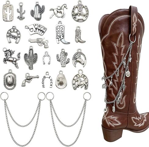NOWNIN Cute Western Cowboy Charms for Jewelry Making Alloy Boot Gun Cowgirl Boot Hat Horse Cactus Charms Pendants for Necklace Earrings Bracelet Keychain Gifts in Saudi Arabia