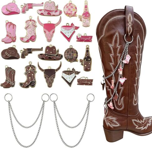 NOWNIN Cute Western Cowboy Charms for Jewelry Making Alloy Boot Gun Cowgirl Boot Hat Horse Cactus Charms Pendants for Necklace Earrings Bracelet Keychain Gifts in Kuwait