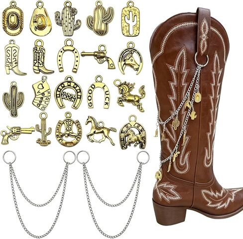 NOWNIN Cute Western Cowboy Charms for Jewelry Making Alloy Boot Gun Cowgirl Boot Hat Horse Cactus Charms Pendants for Necklace Earrings Bracelet Keychain Gifts in Kuwait