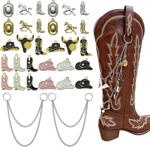 NOWNIN Cute Western Cowboy Charms for Jewelry Making Alloy Boot Gun Cowgirl Boot Hat Horse Cactus Charms Pendants for Necklace Earrings Bracelet Keychain Gifts in Kuwait
