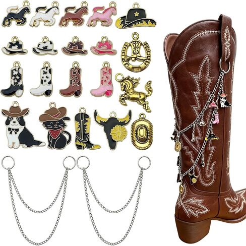 NOWNIN Cute Western Cowboy Charms for Jewelry Making Alloy Boot Gun Cowgirl Boot Hat Horse Cactus Charms Pendants for Necklace Earrings Bracelet Keychain Gifts in Kuwait