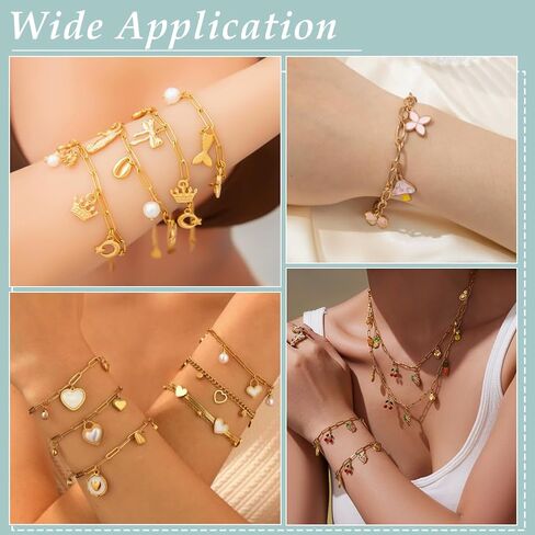 CRAFTYMELODY 569Pcs Charm Bracelet Making Kit Jewelry Making Kits Include 5mm Jump Rings Paperclip Chain Bracelets Letter Charms Mixed Metal Pendants Sets for DIY Craft Necklaces Bracelets Golden in Kuwait