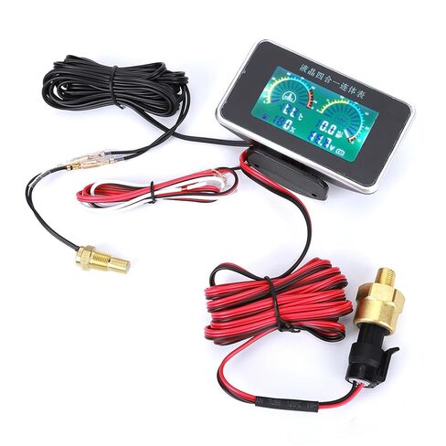 DC 9V-36V 4-in-1 Car LCD Digital Display Voltmeter Fuel Gauge Water Temp Oil Pressure Meter in Kuwait