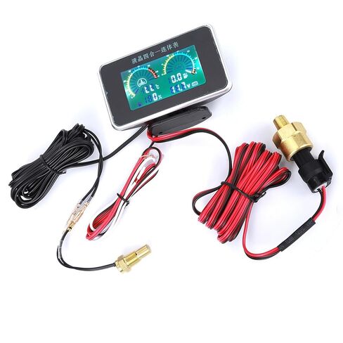 DC 9V-36V 4-in-1 Car LCD Digital Display Voltmeter Fuel Gauge Water Temp Oil Pressure Meter in Kuwait