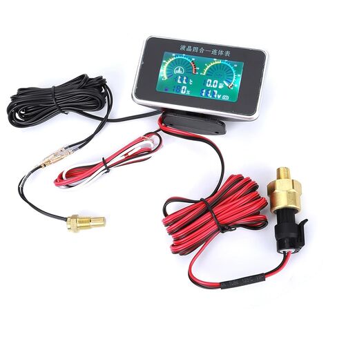 DC 9V-36V 4-in-1 Car LCD Digital Display Voltmeter Fuel Gauge Water Temp Oil Pressure Meter in Kuwait