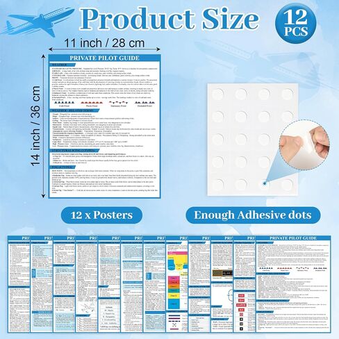12 Pcs Private Pilot VFR Oral Exam Guide Reference Cheat Gadgets Study Sheet Accessories Aviation for Student Pilots in Training Qualifications Systems Airspace Emergencies Flight Planning Poster in Saudi Arabia