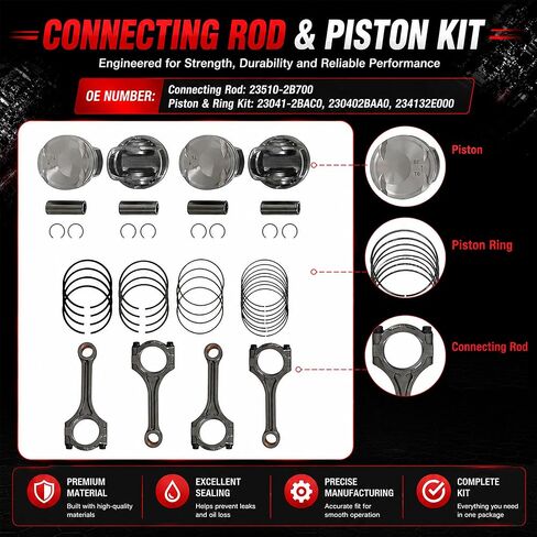 G4FJ 1.6 Overhaul Rebuild Kit w/Crankshaft & Head Gasket Set & Pistons Connecting Rods Bearings Fit For Hyundai Elantra Veloster Kona Tucson Kia Forte K5 Sportage 1.6L Turbo GDI G4FJ 2012-2023 in Saudi Arabia