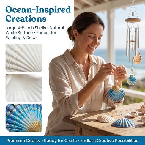 Large Seashells for Crafts 20 PCS, 4–5 Inch Scallop Shells Natural White for DIY Painting, Beach Decor, Wedding Party Supplies, Home Decor in Saudi Arabia