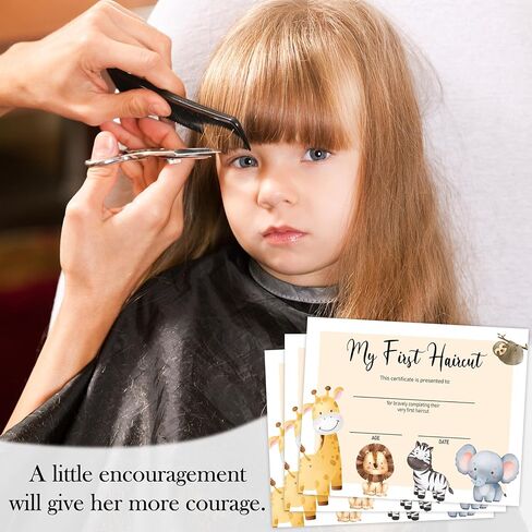 25 My First Haircut Certificates, Animal Award Certificates of Hair Salon, 8 x 10" First Hair Cut Award Paper for Baby Girl Boy Kids Toddlers, 1st Haircut Awards Milestone Marker Gifts -03 in Saudi Arabia