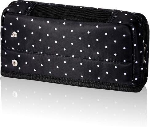 Gueevin Large Capacity Pencil Case Polka Dot Pen Pouch with Multiple Compartments Foldable Portable Pencil Case Black White Stationery Organizer Bag for Adults (Black) in Kuwait