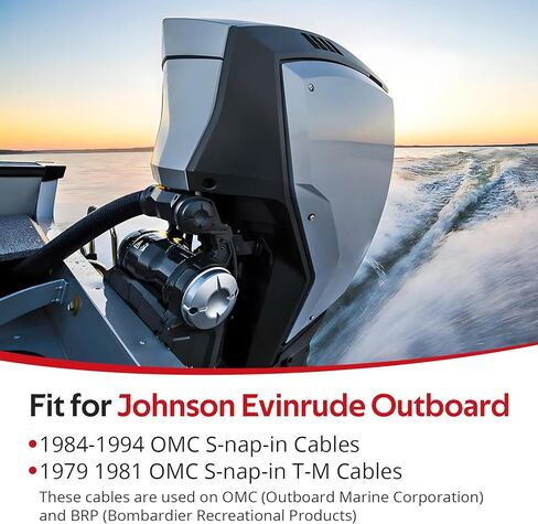 JAVIK 0173114 2 قطعة كابل التحكم عن بعد خنق التحول متوافق مع جونسون Evinrude OMC S-nap-in T-M الكابلات 1979-1994 in Kuwait