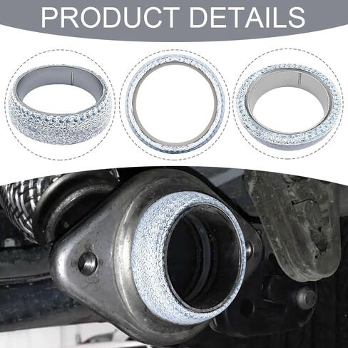 2PCS ID 48mm Car Exhaust Manifold Gasket, Exhaust Flange Gasket, Graphite Construction Exhaust Donut Gaskets Seal Muffler Ring, Automotive Graphite Muffler Connector Replacement for Most Cars in Kuwait