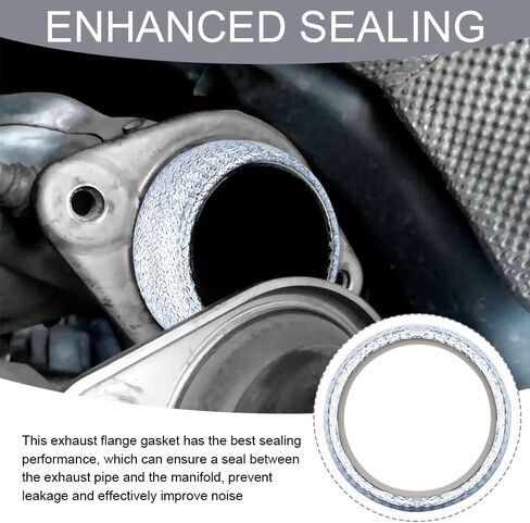 2PCS ID 48mm Car Exhaust Manifold Gasket, Exhaust Flange Gasket, Graphite Construction Exhaust Donut Gaskets Seal Muffler Ring, Automotive Graphite Muffler Connector Replacement for Most Cars in Kuwait