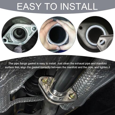 2PCS ID 48mm Car Exhaust Manifold Gasket, Exhaust Flange Gasket, Graphite Construction Exhaust Donut Gaskets Seal Muffler Ring, Automotive Graphite Muffler Connector Replacement for Most Cars in Kuwait