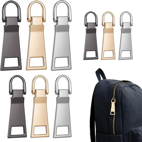 Nogeqi 9PCS Zipper Pull Replacement, Metal Zipper Tab Replacement Repair Kit for Luggage Suitcase Backpacks Jacket Sewing Notions and Supplies, Samll/Middle/Large (3 Colors) in Kuwait