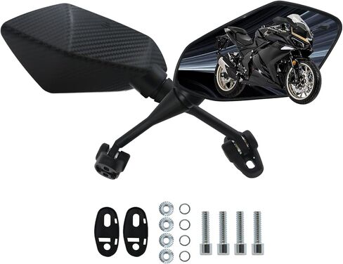 مرايا الرؤية الخلفية للدراجات النارية زوج من الكربون لهوندا CBR600RR/1000RR/600F4/250R/300R/500R/900RR، للنينجا 250R كاتانا GSX600/750F سوزوكي GSX-R600/R750 1998-2024 (زوج واحد) in Kuwait