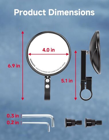 KEMIMOTO Motorcycle MR16 Bar End Mirrors, Handlebars Mirror Compatible with MT-07, MT-09, XSR700, R125, TMAX, FZ09, Niken Series Black in Kuwait