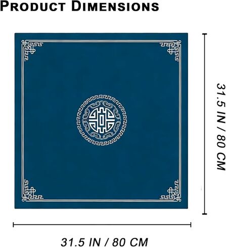 مفرش طاولة ماهجونج، طراز صيني تقليدي مقاس 80 × 80 سم (31.5 × 31.5 بوصة) غطاء طاولة مقاوم للخدش مع صناعة يدوية لقفل الحواف ونمط طويل الأمد لألعاب ماجونج وديكور المنزل (طول العمر) in Kuwait