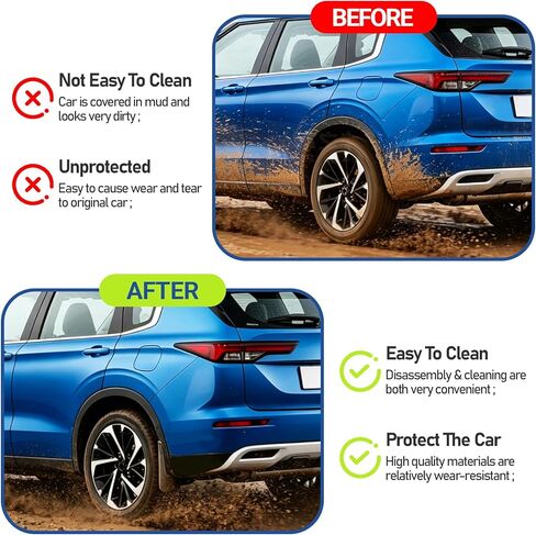 Mud Flaps Compatible with Mitsubishi Outlander 2022-2026,Wheel Tire Splash Guards for Outlander Exterior Accessories,All Weather Tire Protector Splash Guards Sediment Mudflaps No Drill Holes in Saudi Arabia