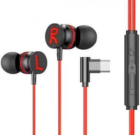 Metal Magnetic Wired Type-C / 1.2m in-Ear Earphones Compatible with Bass-Enhancing Smartphones, Wired Remote Gaming Earphones (Black) in Saudi Arabia