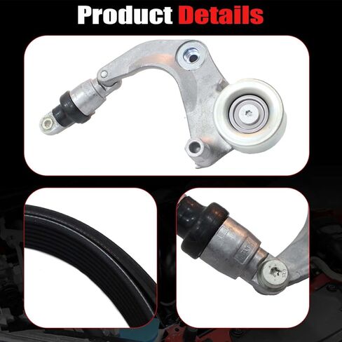مجموعة شداد حزام سير السربنتين من AUCERAMIC مع بكرة متوافقة مع 2007-2011 Honda Civic 1.8L يستبدل 31170-RWK-005 31170RWK025 K070852 in Kuwait