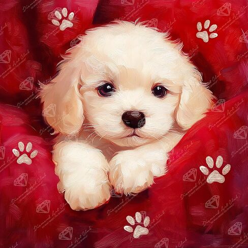 DIAMOND ART CLUB Cuddles Diamond Painting Kit, Fun DIY Crafts for Adults, Round Diamond Art Canvas, 13" x 13" (33 cm x 33 cm) in Kuwait