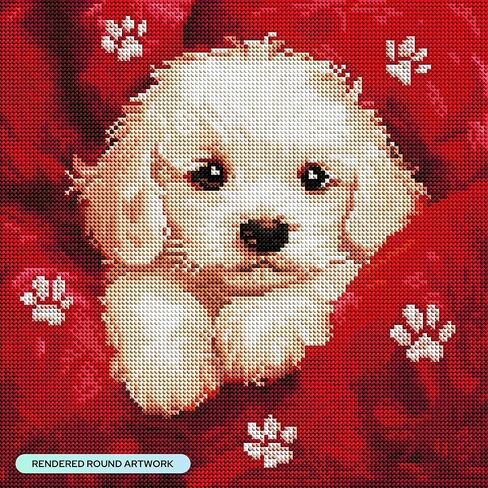 DIAMOND ART CLUB Cuddles Diamond Painting Kit, Fun DIY Crafts for Adults, Round Diamond Art Canvas, 13" x 13" (33 cm x 33 cm) in Kuwait