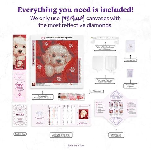 DIAMOND ART CLUB Cuddles Diamond Painting Kit, Fun DIY Crafts for Adults, Round Diamond Art Canvas, 13" x 13" (33 cm x 33 cm) in Kuwait