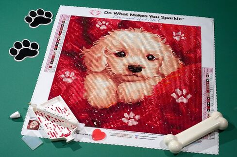 DIAMOND ART CLUB Cuddles Diamond Painting Kit, Fun DIY Crafts for Adults, Round Diamond Art Canvas, 13" x 13" (33 cm x 33 cm) in Kuwait