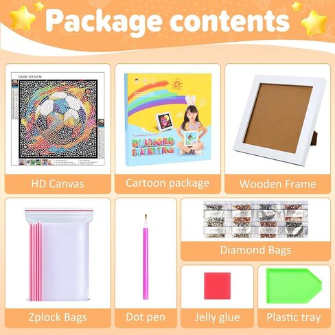 Aestalrcus Diamond Art Kits for Kids Ages 8-12, Soccer Ball Sports Diamond Painting for Kids Beginners, Ball Full Drill Gem Art for Kids for Gift Home Wall Decor 6x6In (with Frame) in Saudi Arabia