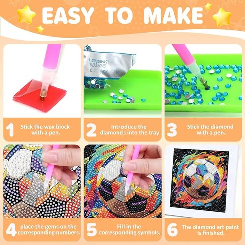 Aestalrcus Diamond Art Kits for Kids Ages 8-12, Soccer Ball Sports Diamond Painting for Kids Beginners, Ball Full Drill Gem Art for Kids for Gift Home Wall Decor 6x6In (with Frame) in Saudi Arabia