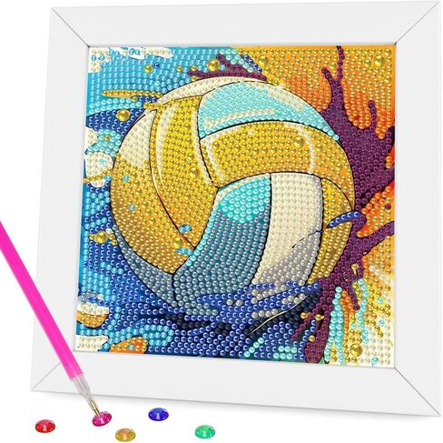 Aestalrcus Diamond Art Kits for Kids Ages 8-12, Soccer Ball Sports Diamond Painting for Kids Beginners, Ball Full Drill Gem Art for Kids for Gift Home Wall Decor 6x6In (with Frame) in Saudi Arabia