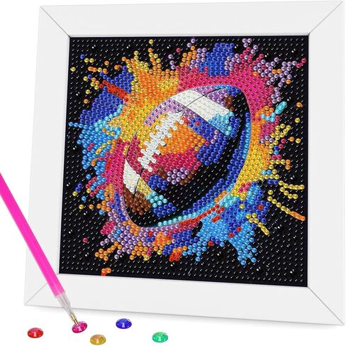 Aestalrcus Diamond Art Kits for Kids Ages 8-12, Soccer Ball Sports Diamond Painting for Kids Beginners, Ball Full Drill Gem Art for Kids for Gift Home Wall Decor 6x6In (with Frame) in Saudi Arabia