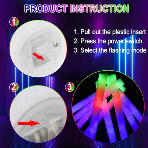 Taotuo Glow Sticks Bulk, 20 Pack LED Light Up Foam Sticks 3 Modes Color Flashing,Glow Party Supplies for Wedding Birthday, Raves, Concert, Camping, New Year, Carnival, Halloween Christmas in Saudi Arabia