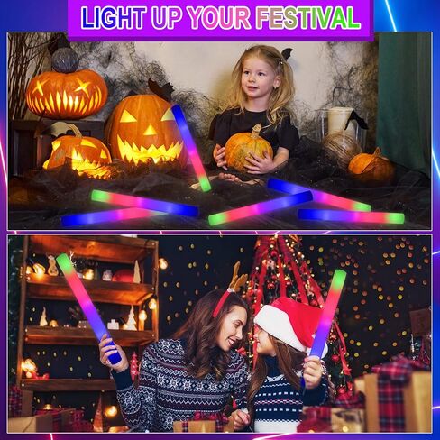 Taotuo Glow Sticks Bulk, 20 Pack LED Light Up Foam Sticks 3 Modes Color Flashing,Glow Party Supplies for Wedding Birthday, Raves, Concert, Camping, New Year, Carnival, Halloween Christmas in Saudi Arabia