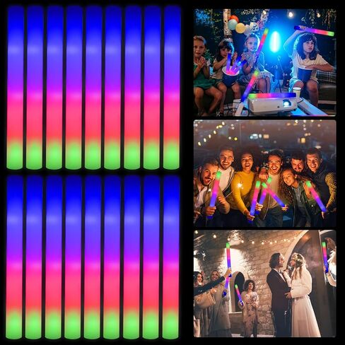 Taotuo Glow Sticks Bulk, 20 Pack LED Light Up Foam Sticks 3 Modes Color Flashing,Glow Party Supplies for Wedding Birthday, Raves, Concert, Camping, New Year, Carnival, Halloween Christmas in Saudi Arabia
