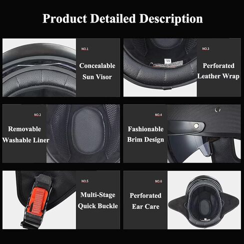 Carbon Fiber Retro Half Helmets, Adult Women Men German Vintage Motorcycle Open Face Helmet, for Bike Cruiser Chopper Moped Scooter, with UV Visor Goggles, DOT Approved in Saudi Arabia
