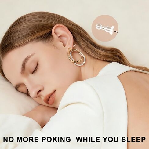 100pcs Comfort Impenetrable Earring Backs for Sleeping, TPE Earring Backings for Studs, Soft Silicone Alternative Clear Earrings Stoppers, 50 Pillar Ball & 50 Round Ball in Saudi Arabia