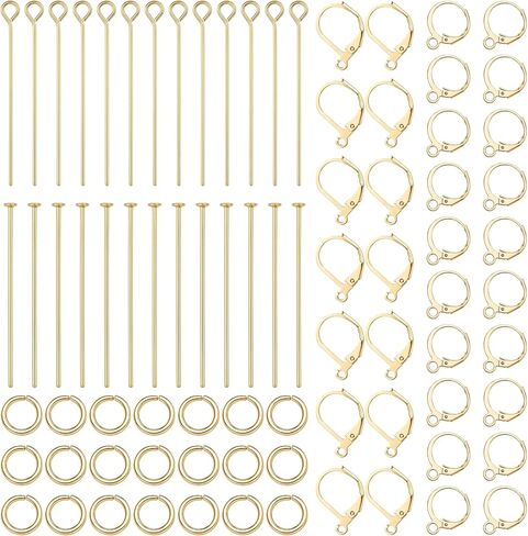280 Pcs Gold Earring Hooks, No Tarnish Leverback Hooks for Earring Making, Stainless Steel Earring Findings, Earring Making Kit for Jewelry Making(Gold Plated) in Kuwait