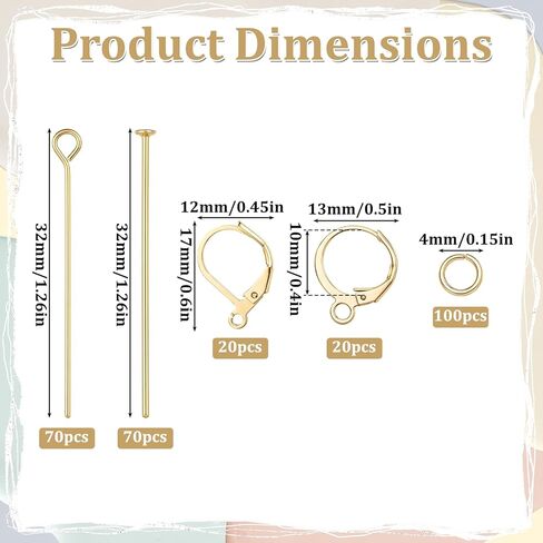 280 Pcs Gold Earring Hooks, No Tarnish Leverback Hooks for Earring Making, Stainless Steel Earring Findings, Earring Making Kit for Jewelry Making(Gold Plated) in Kuwait
