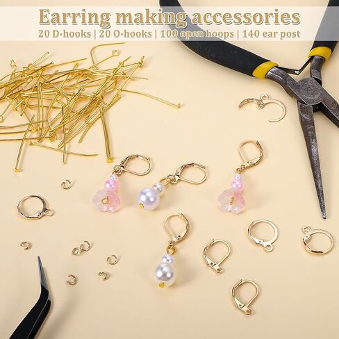 280 Pcs Gold Earring Hooks, No Tarnish Leverback Hooks for Earring Making, Stainless Steel Earring Findings, Earring Making Kit for Jewelry Making(Gold Plated) in Kuwait