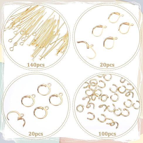 280 Pcs Gold Earring Hooks, No Tarnish Leverback Hooks for Earring Making, Stainless Steel Earring Findings, Earring Making Kit for Jewelry Making(Gold Plated) in Kuwait